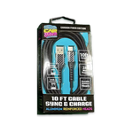 Charging Cable Carbon Fiber USB to USB-C 10FT 2 Amp - 3 Pieces Per Pack 24579 CAR VIBEZ