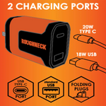 AC Wall Charger Dual USB / USB-C Ports 20 Watts - 3 Pieces Per Pack 24585 ROUGHNECK