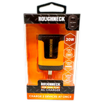 AC Wall Charger Dual USB / USB-C Ports 20 Watts - 3 Pieces Per Pack 24585 ROUGHNECK