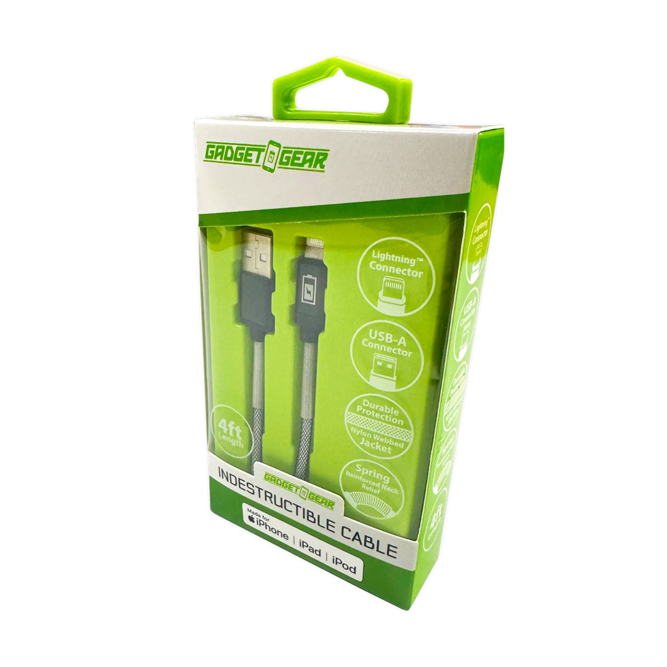 Charging Cable Indestructible USB to Lightning 4FT 2.4 Amp - 3 Pieces Per Pack 24600 GADGET GEAR