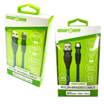 Charging Cable Nylon Braided USB to Lightning 4FT 2.4 Amp - 3 Pieces Per Pack 24603 GADGET GEAR