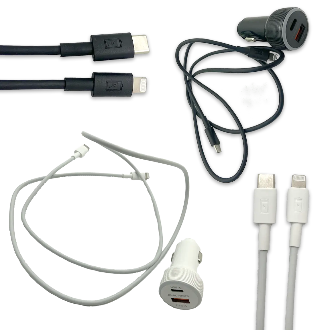 Car Charger Dual USB / USB-C Ports with USB-C to Lightning Charging Cable Set 20 Watts - 3 Pieces Per Pack 24607 GADGET GEAR