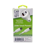 Car Charger Dual USB / USB-C Ports with USB-C to USB-C Charging Cable 20 Watts - 3 Pieces Per Pack 24608 GADGET GEAR