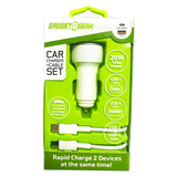 Car Charger Dual USB / USB-C Ports with USB-C to USB-C Charging Cable 20 Watts - 3 Pieces Per Pack 24608 GADGET GEAR