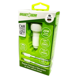 Car Charger Dual USB / USB-C Ports with USB-C to USB-C Charging Cable 20 Watts - 3 Pieces Per Pack 24608 GADGET GEAR