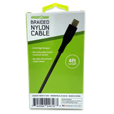 Charging Cable Nylon Braided USB to USB-C 4FT 2.4 Amp - 3 Pieces Per Pack 24616 GADGET GEAR