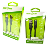Charging Cable Nylon Braided USB to USB-C 4FT 2.4 Amp - 3 Pieces Per Pack 24616 GADGET GEAR