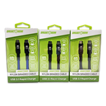 Charging Cable Nylon Braided USB-C to USB-C 6FT - 3 Pieces Per Pack 24619 GADGET GEAR