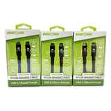 Charging Cable Nylon Braided USB-C to USB-C 6FT - 3 Pieces Per Pack 24619 GADGET GEAR