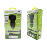 Car Charger Dual USB Ports with USB to Lightning Charging Cable Set - 3 Pieces Per Pack 24620 GADGET GEAR
