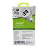 Car Charger Dual USB Ports with USB to Lightning Charging Cable Set - 3 Pieces Per Pack 24620 GADGET GEAR
