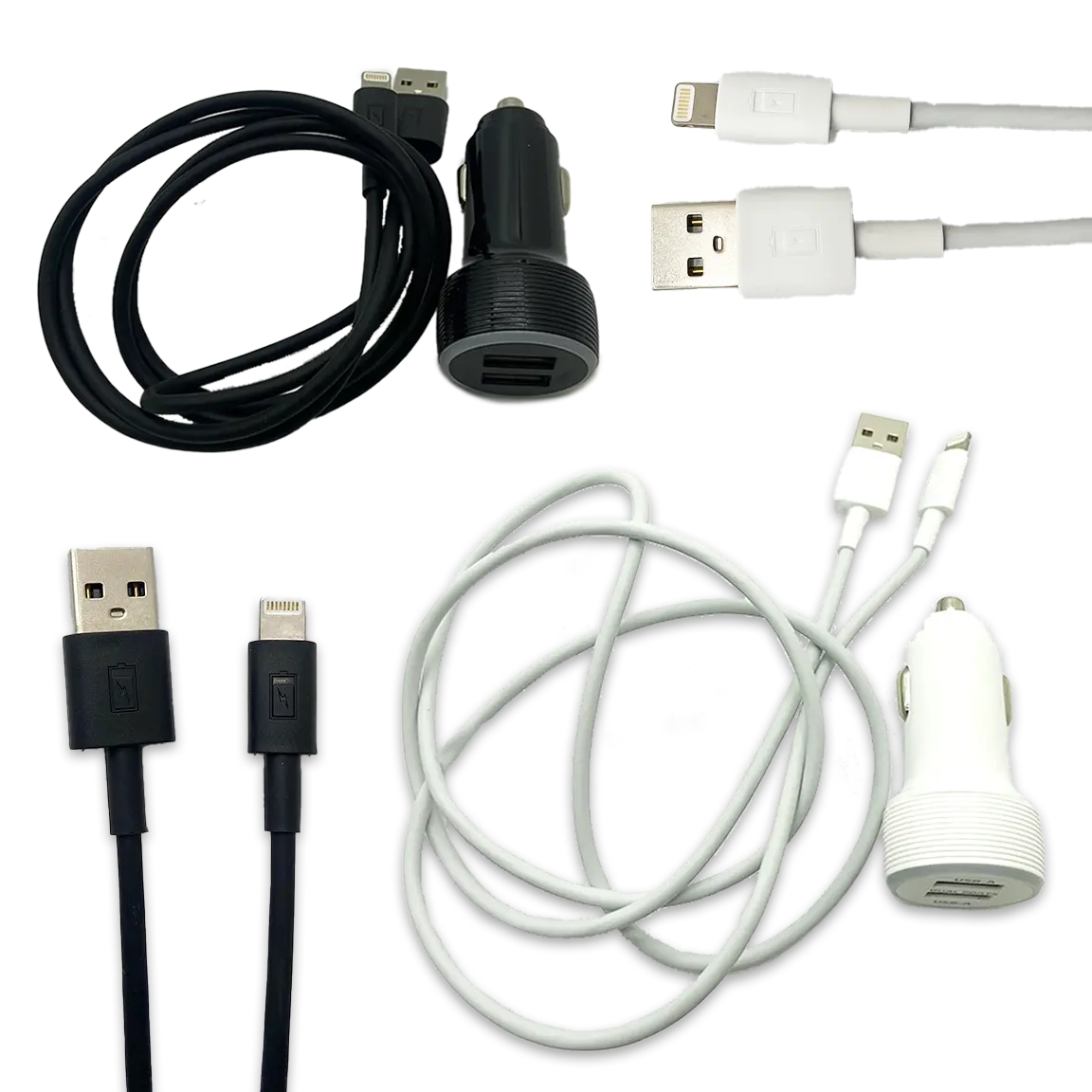 Car Charger Dual USB Ports with USB to Lightning Charging Cable Set - 3 Pieces Per Pack 24620 GADGET GEAR
