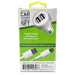 Car Charger Dual USB Ports with USB to USB-C Charging Cable Set 2.4 Amp - 3 Pieces Per Pack 24626 GADGET GEAR