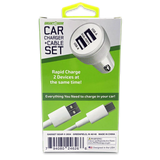 Car Charger Dual USB Ports with USB to USB-C Charging Cable Set 2.4 Amp - 3 Pieces Per Pack 24626 GADGET GEAR
