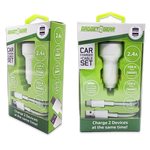 Car Charger Dual USB Ports with USB to USB-C Charging Cable Set 2.4 Amp - 3 Pieces Per Pack 24626 GADGET GEAR