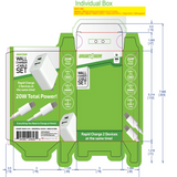 AC Wall Charger Dual USB / USB-C Ports with USB-C to USB-C Charging Cable Set 20 Watts - 3 Pieces Per Set 24628 GADGET GEAR