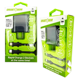 AC Wall Charger Dual USB / USB-C Ports with USB-C to USB-C Charging Cable Set 20 Watts - 3 Pieces Per Set 24628 GADGET GEAR
