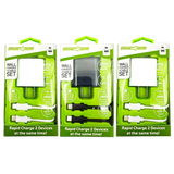 AC Wall Charger Dual USB / USB-C Ports with USB-C to USB-C Charging Cable Set 20 Watts - 3 Pieces Per Set 24628 GADGET GEAR
