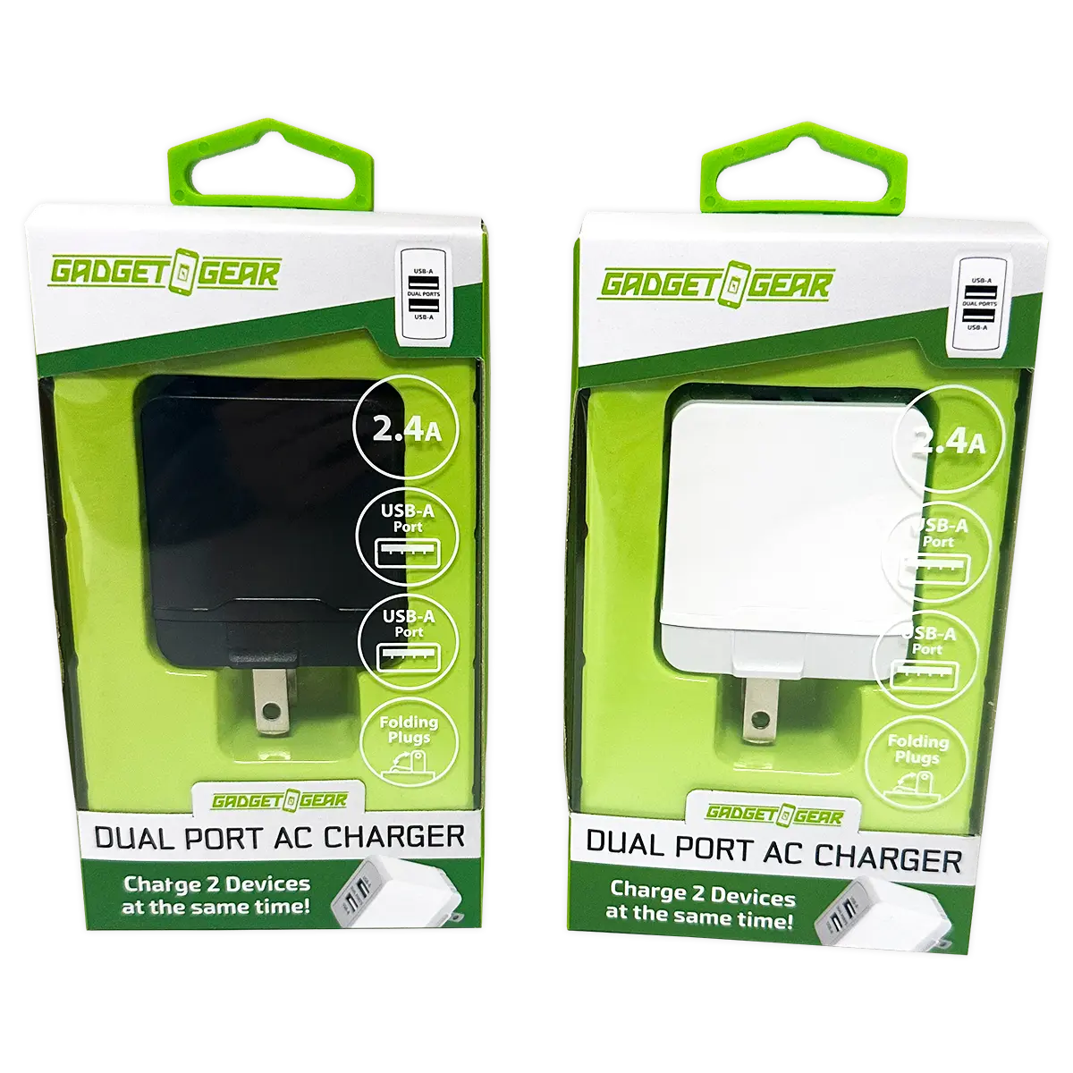 AC Wall Charger with Dual USB Port 2.4 Amp - 3 Pieces Per Pack 24629 GADGET GEAR