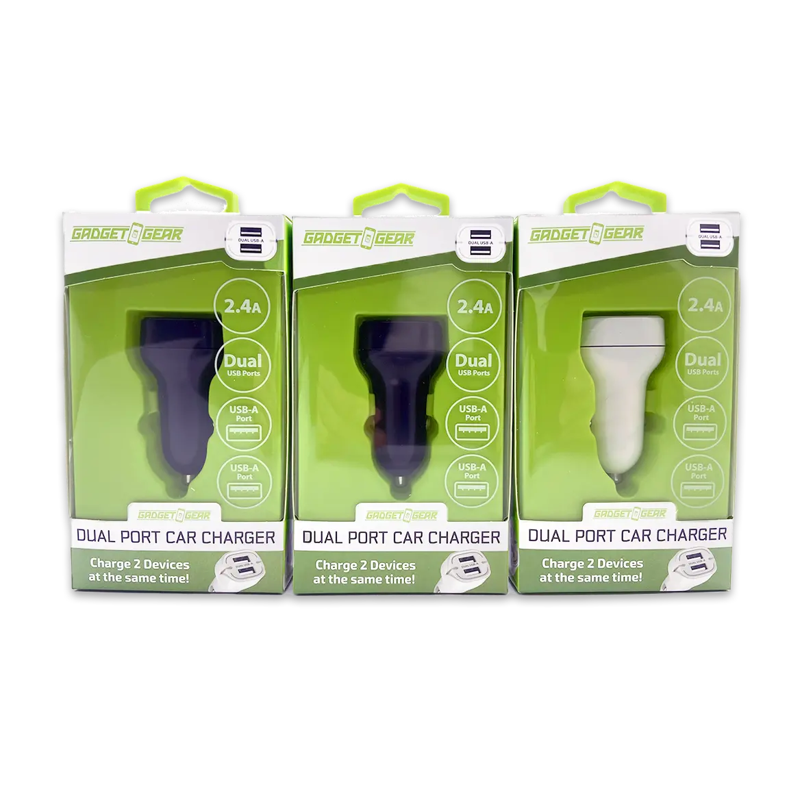 Car Charger with Dual USB Ports 2.4 Amp - 3 Pieces Per Pack 24632 GADGET GEAR
