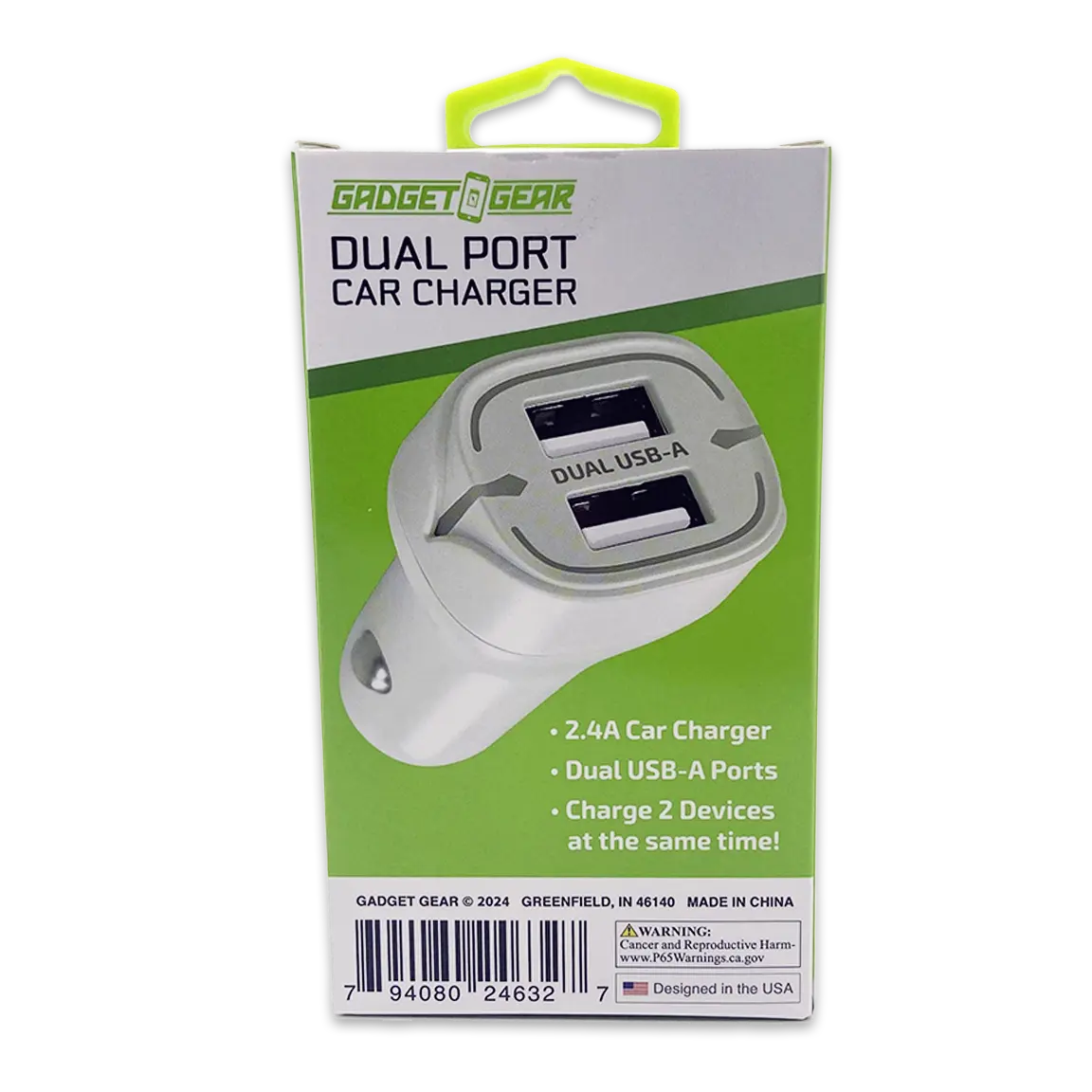 Car Charger with Dual USB Ports 2.4 Amp - 3 Pieces Per Pack 24632 GADGET GEAR
