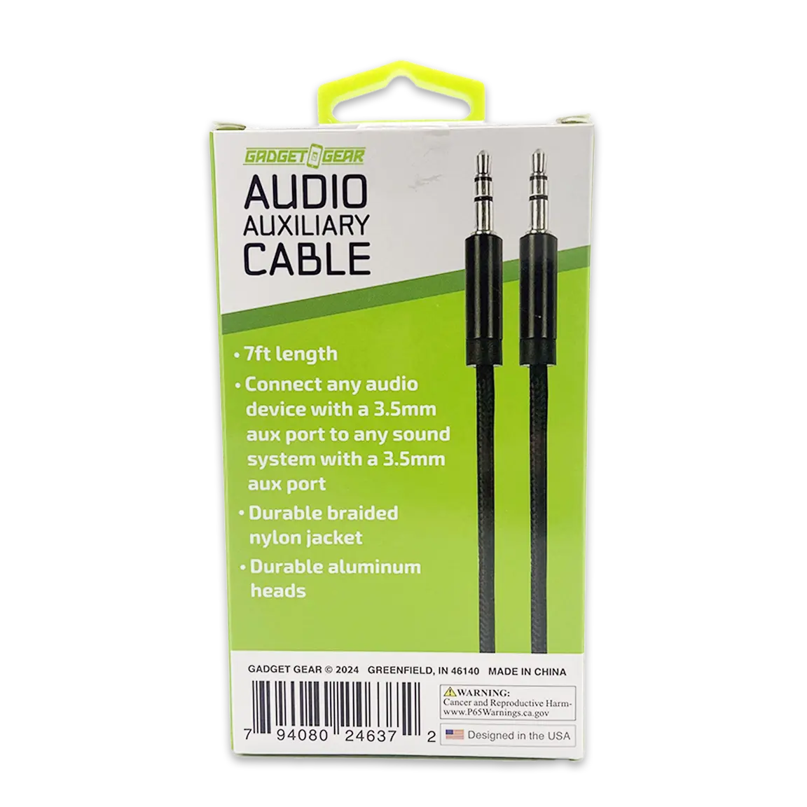 Auxiliary Audio Cable 7FT - 3 Pieces Per Pack 24637 GADGET GEAR