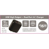 AC Wall Charger Dual Port USB / USB-C 20 Watts - 12 Pieces Per Pack 24675 NOVELTY INC