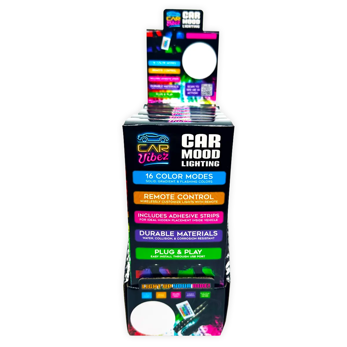 Car Mood Lighting with Remote - 6 Pieces Per Retail Ready Display 24694 CAR VIBEZ