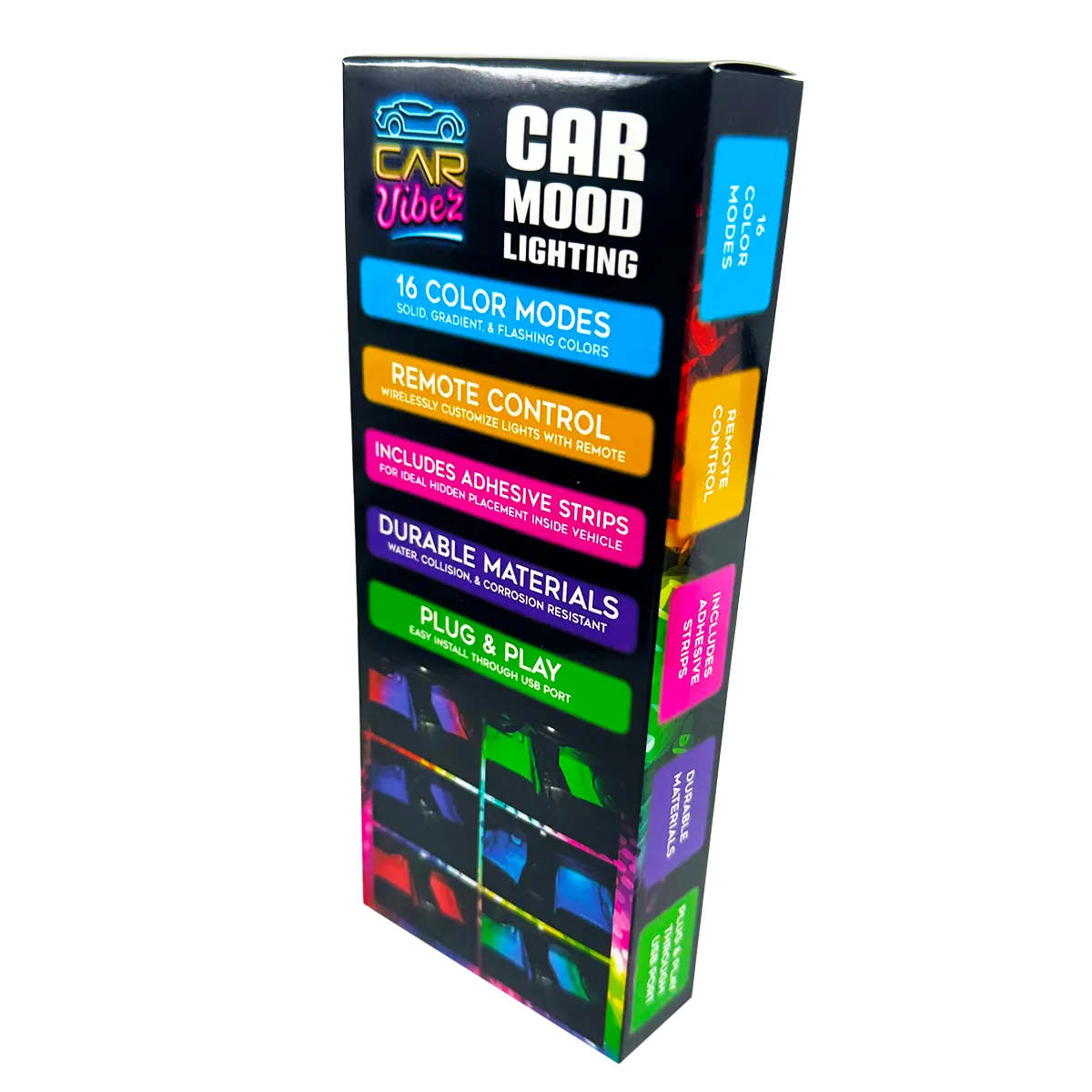 Car Mood Lighting with Remote - 6 Pieces Per Retail Ready Display 24694 CAR VIBEZ