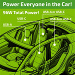 Backseat Car Charger 6 Port USB / USB-C 6FT 96 Watts - 6 Pieces Per Retail Ready Display 24695 GADGET GEAR