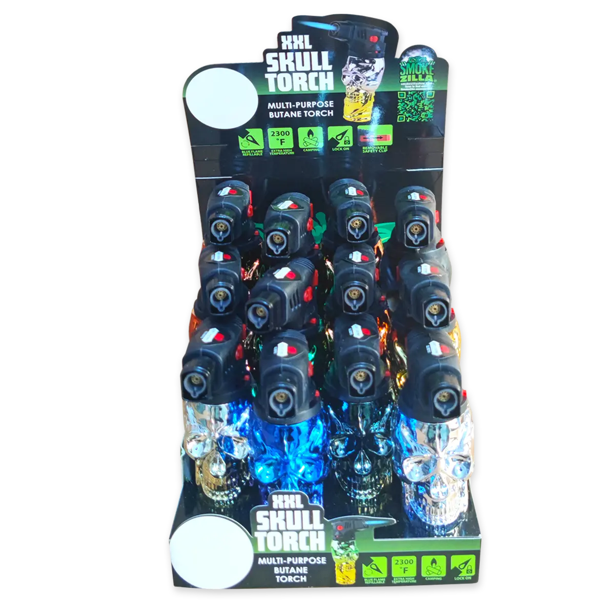 Metallic XXL Skull Torch Lighter - 12 Pieces Per Retail Ready Display 24715 SMOKEZILLA
