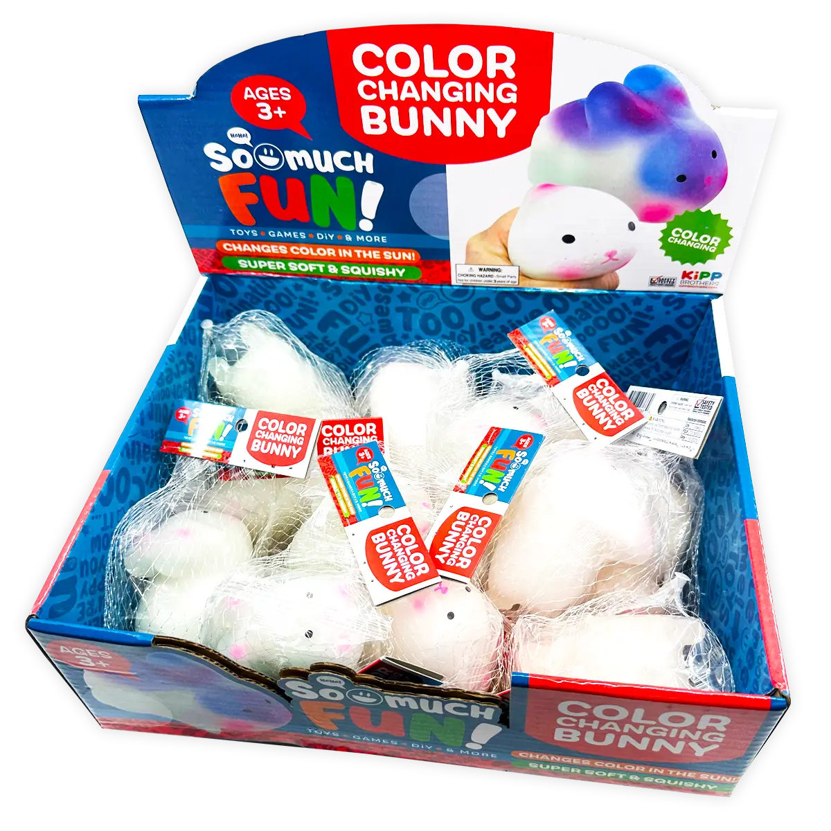 Squish and Squeeze Color Changing Bunny - 12 Pieces Per Retail Ready Display 24766 KIPP BROTHERS