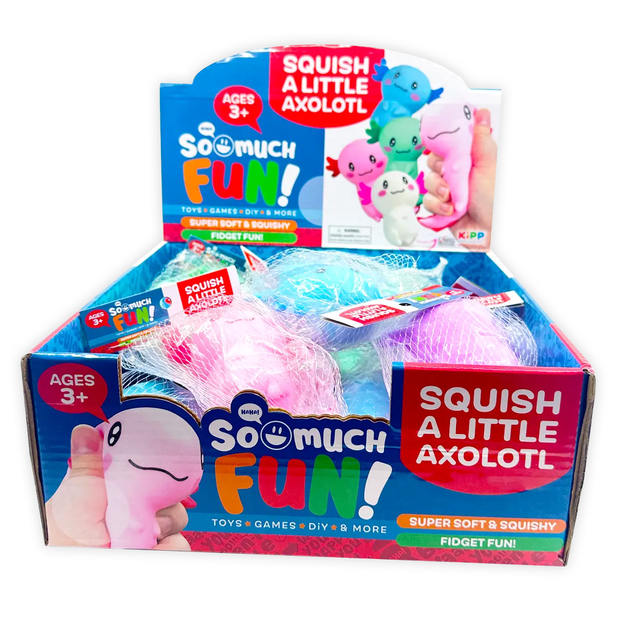Squish and Squeeze Axolotl Toy - 12 Pieces Per Retail Ready Display 24767 KIPP BROTHERS