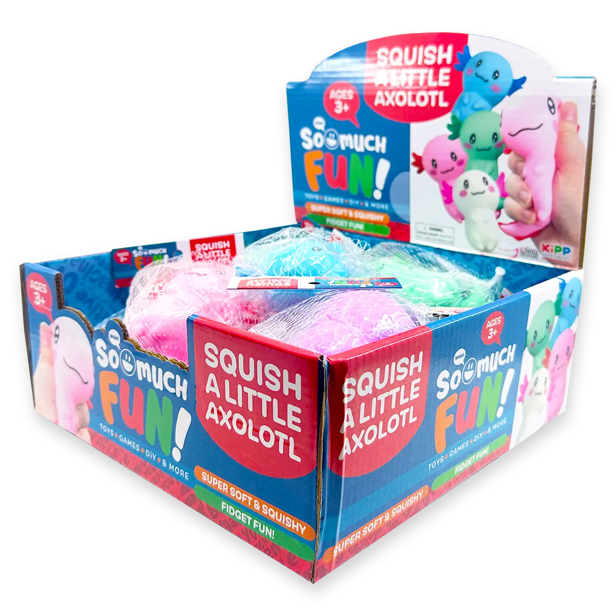 Squish and Squeeze Axolotl Toy - 12 Pieces Per Retail Ready Display 24767 KIPP BROTHERS