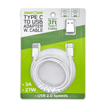 Charging Cable USB-C to USB-C with USB Adapter 3FT 3 Amp - 6 Pieces Per Retail Ready Display 24835 GADGET GEAR
