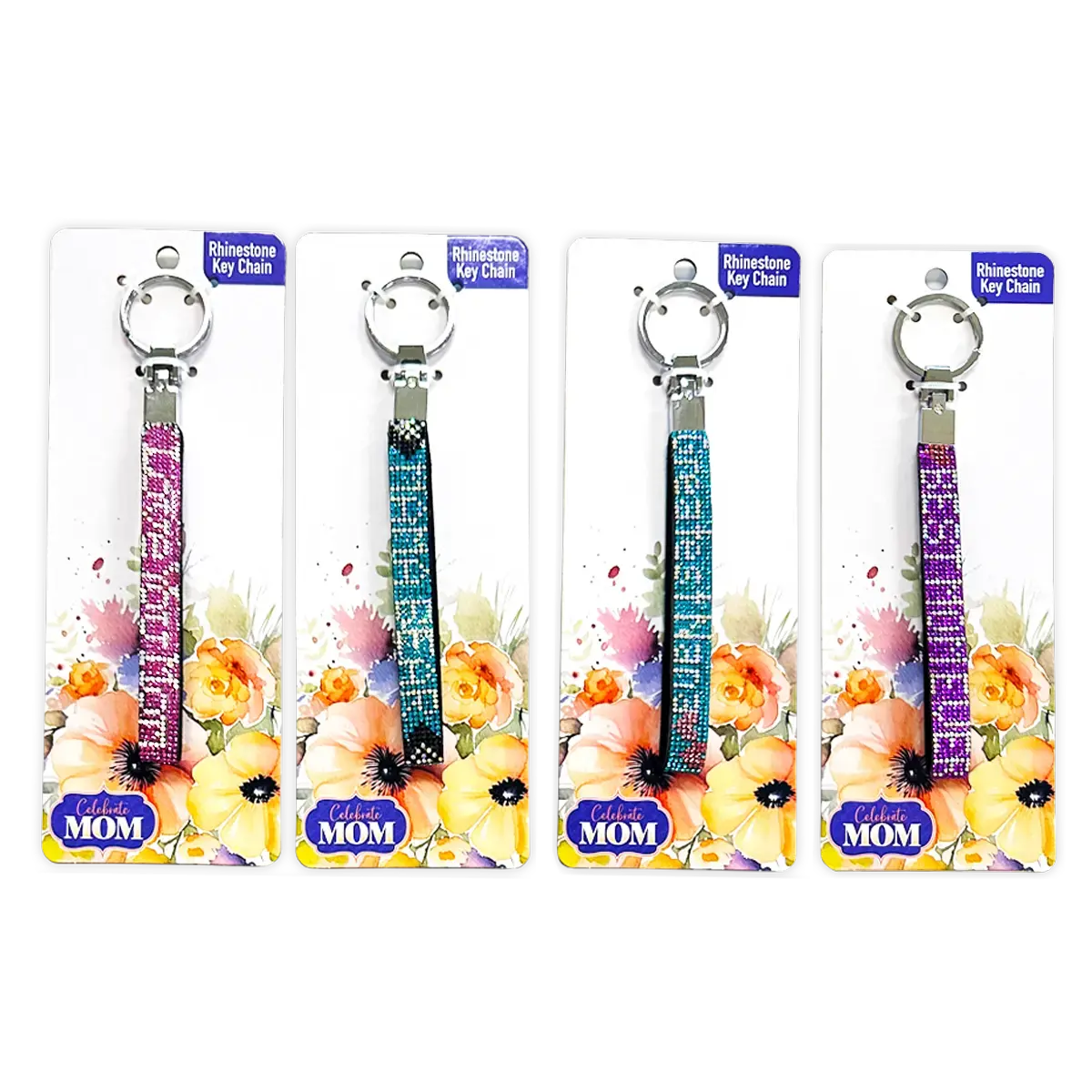 Mother's Day Rhinestone Keychain - 4 Pieces Per Pack 24859B KIPP BROTHERS