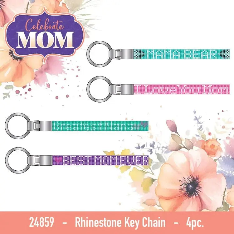 Mother's Day Rhinestone Keychain - 4 Pieces Per Pack 24859B KIPP BROTHERS