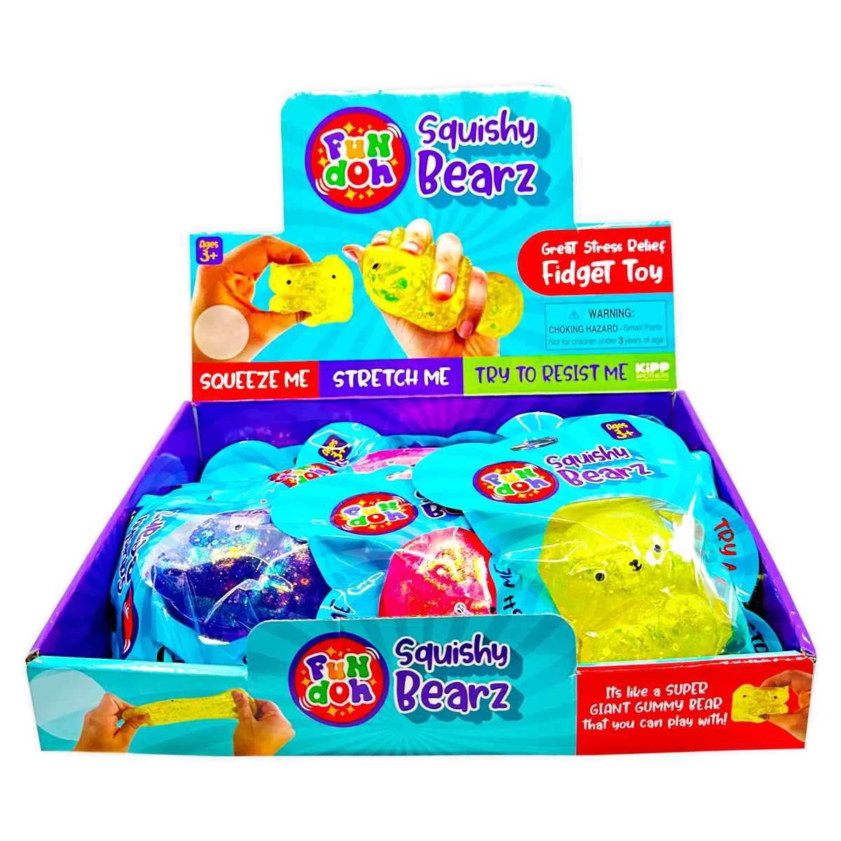 Squish and Squeeze Gummy Bear Toy - 12 Pieces Per Retail Ready Display 25031 KIPP BROTHERS
