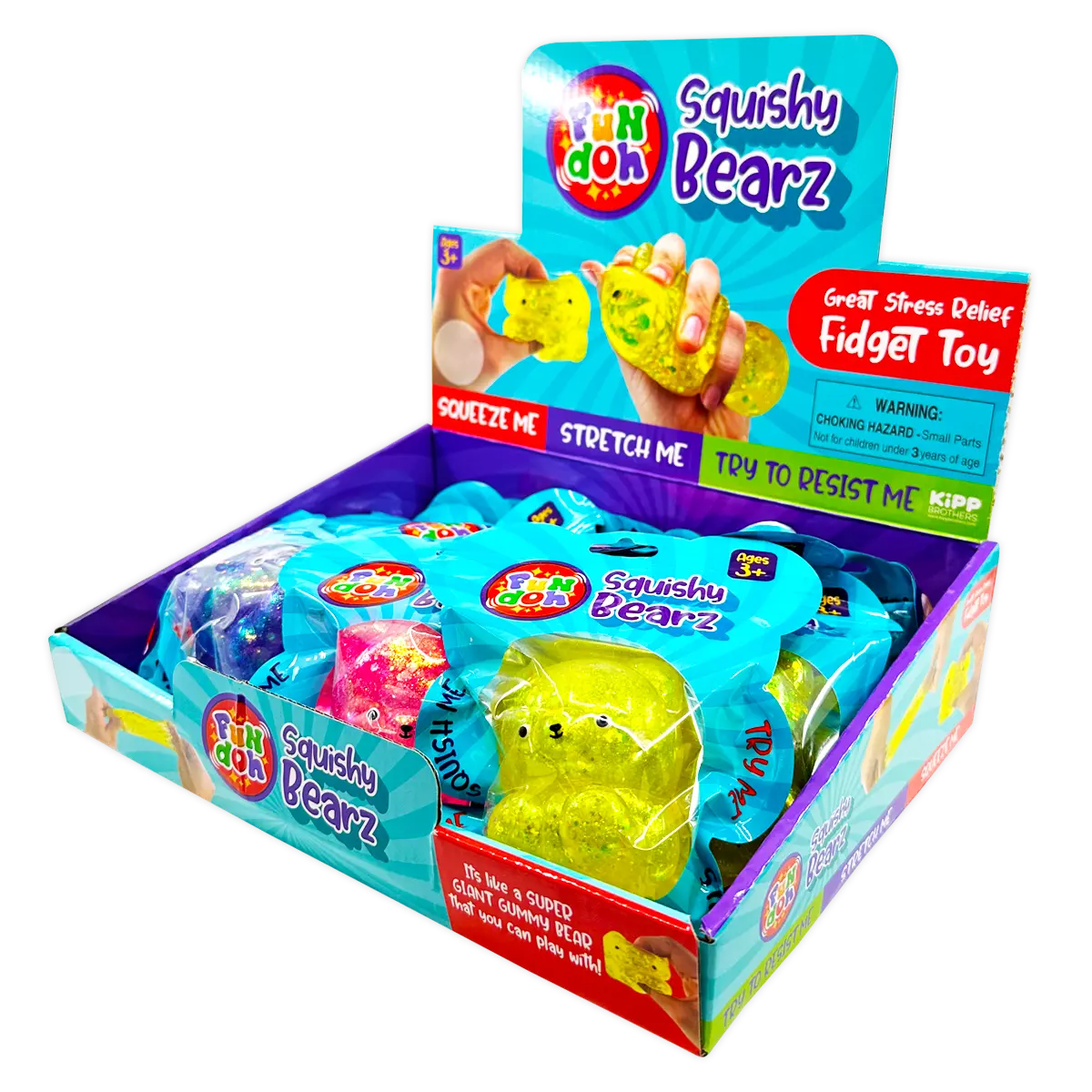 Squish and Squeeze Gummy Bear Toy - 12 Pieces Per Retail Ready Display 25031 KIPP BROTHERS