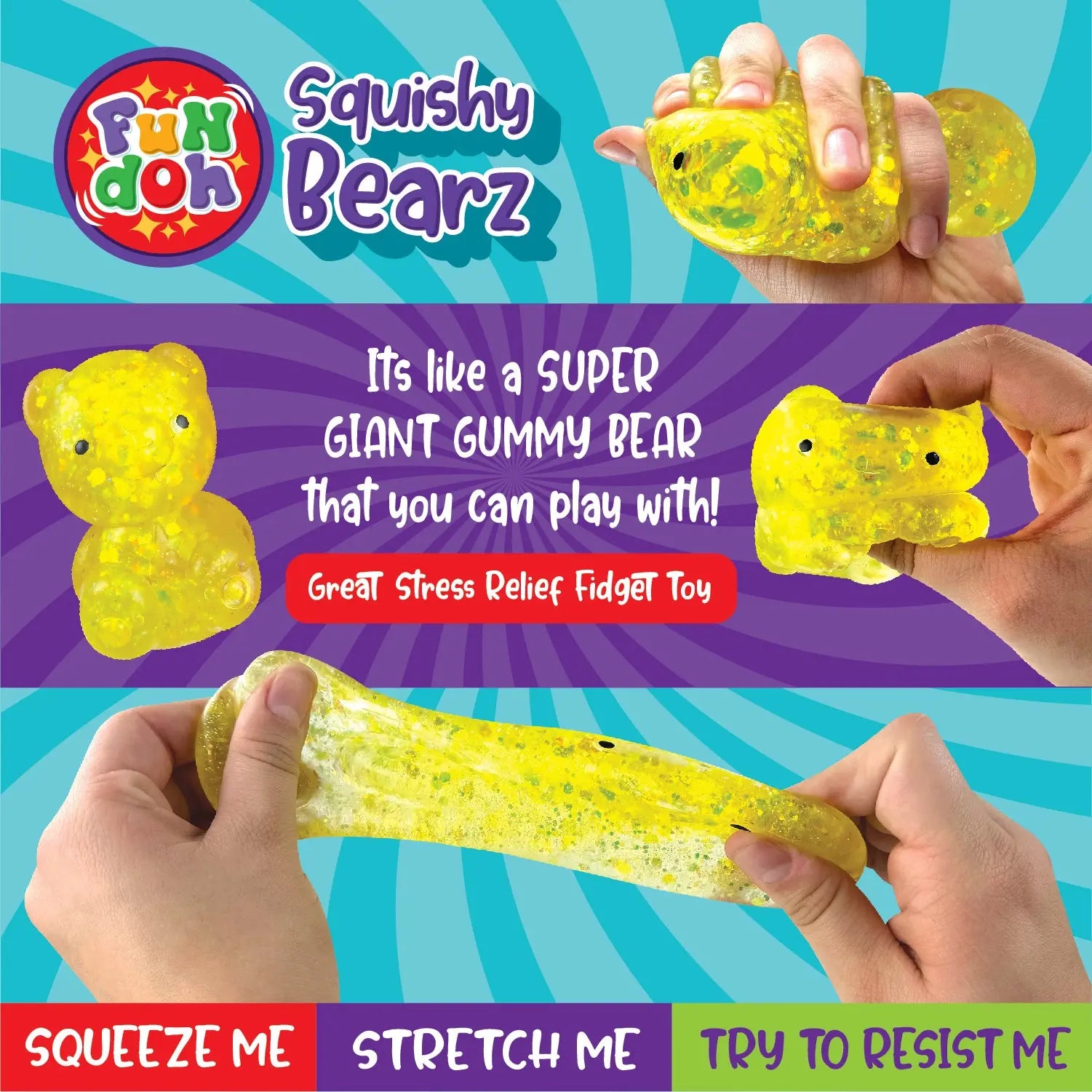 Squish and Squeeze Gummy Bear Toy - 12 Pieces Per Retail Ready Display 25031 KIPP BROTHERS