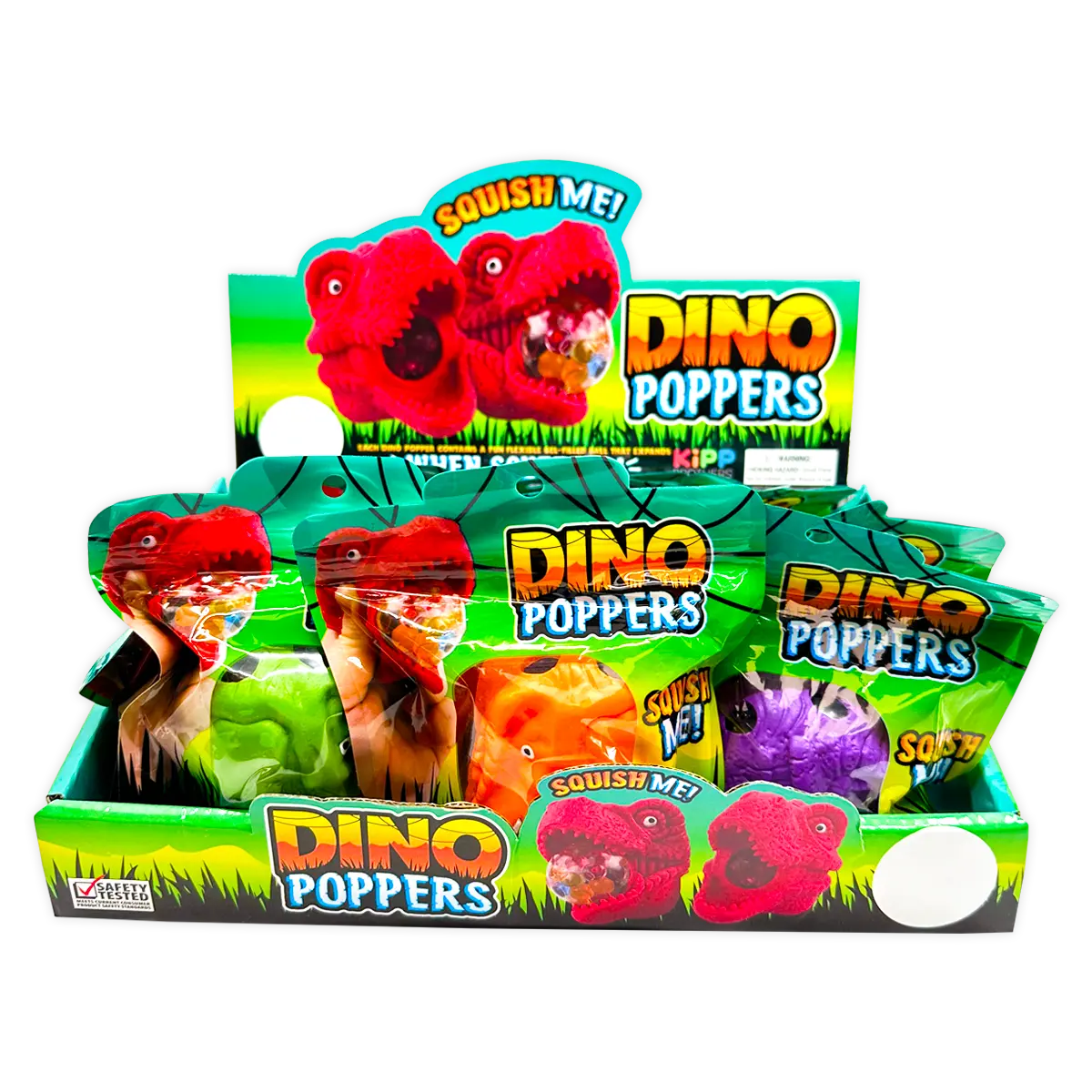 Squish and Squeeze Dino Popper Toy - 12 Pieces Per Retail Ready Display 25033 KIPP BROTHERS