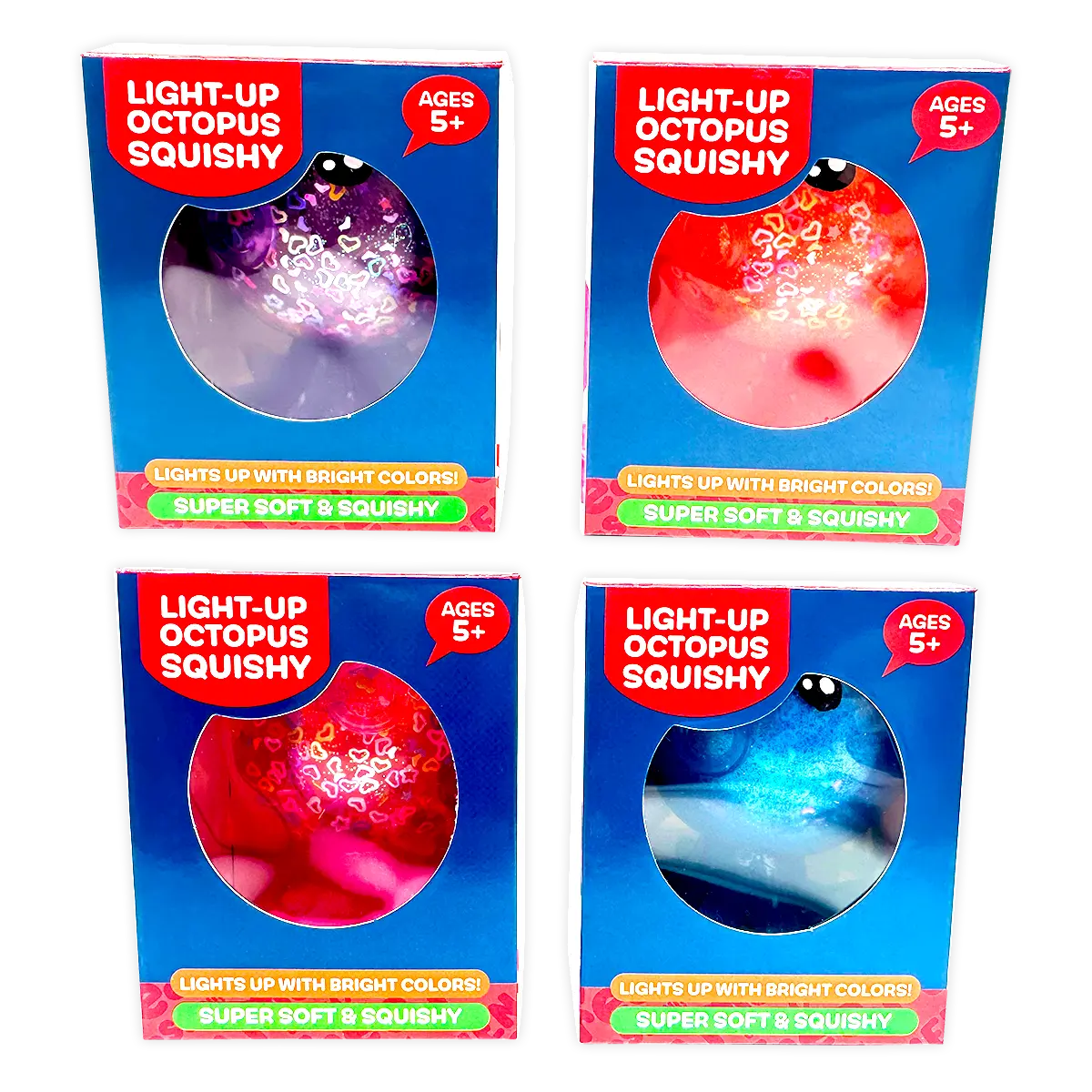Squish and Squeeze Light-Up Octopus Toy - 12 Pieces Per Retail Ready Display 25035 KIPP BROTHERS