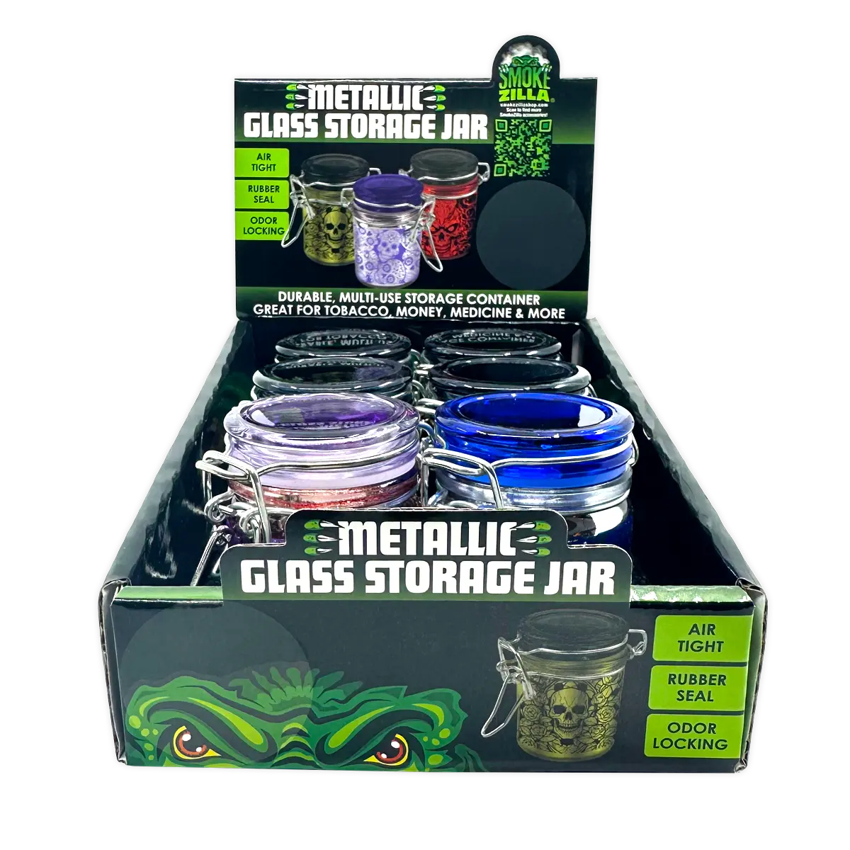 Small Metallic Glass Storage Jar - 6 Pieces Per Retail Ready Display 25060 SMOKEZILLA