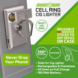 Cell Phone Ring Attachment with USB Coil Lighter - 6 Pieces Per Retail Ready Display 25071