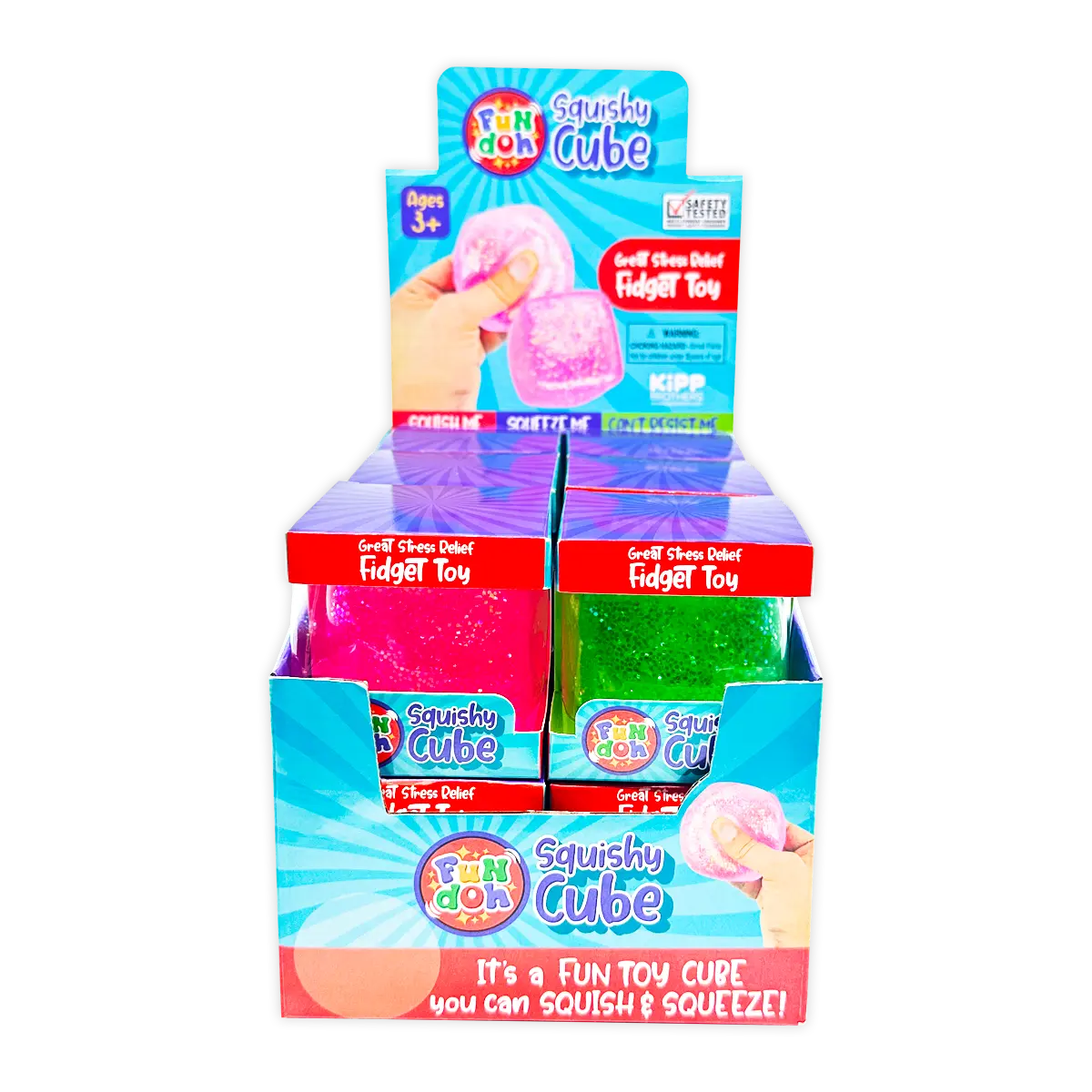 Squish and Squeeze Cube Ball Toy - 12 Pieces Per Retail Ready Display 25082 KIPP BROTHERS