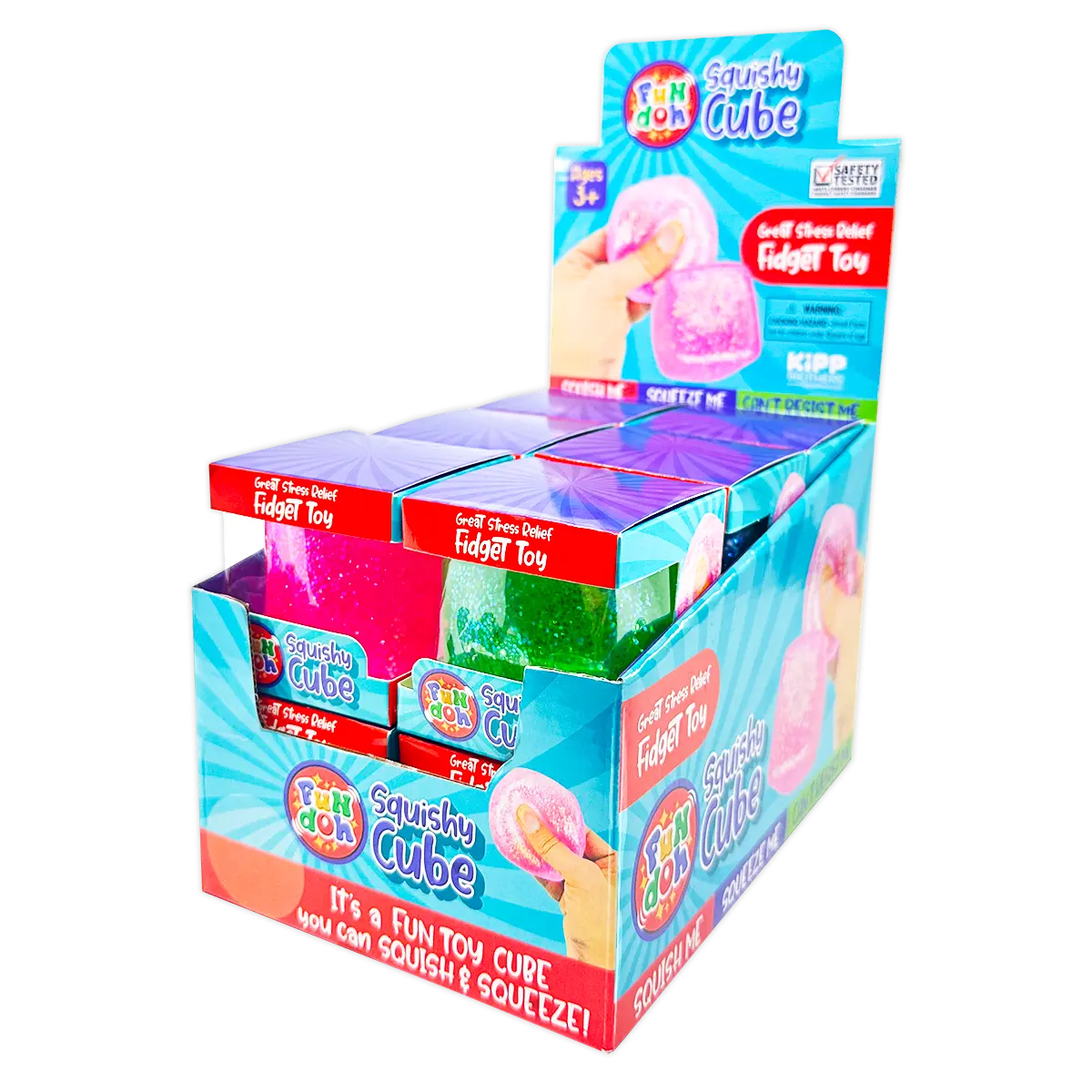 Squish and Squeeze Cube Ball Toy - 12 Pieces Per Retail Ready Display 25082 KIPP BROTHERS