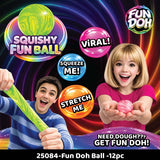 Fun Doh Squish and Squeeze Bola blanda de juguete de liberación lenta - 12 piezas por expositor listo para venta al por menor 25084