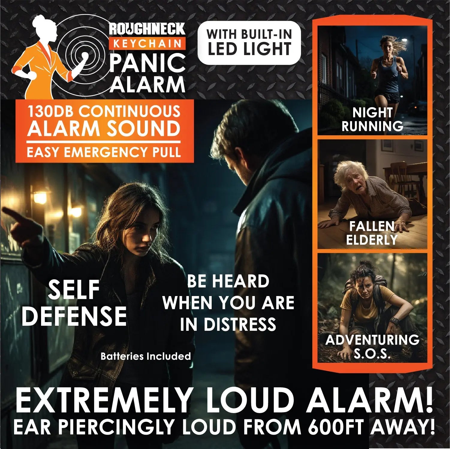 Roughneck Panic Alarm Keychain - 6 Pieces Per Retail Ready Display 25085 ROUGHNECK