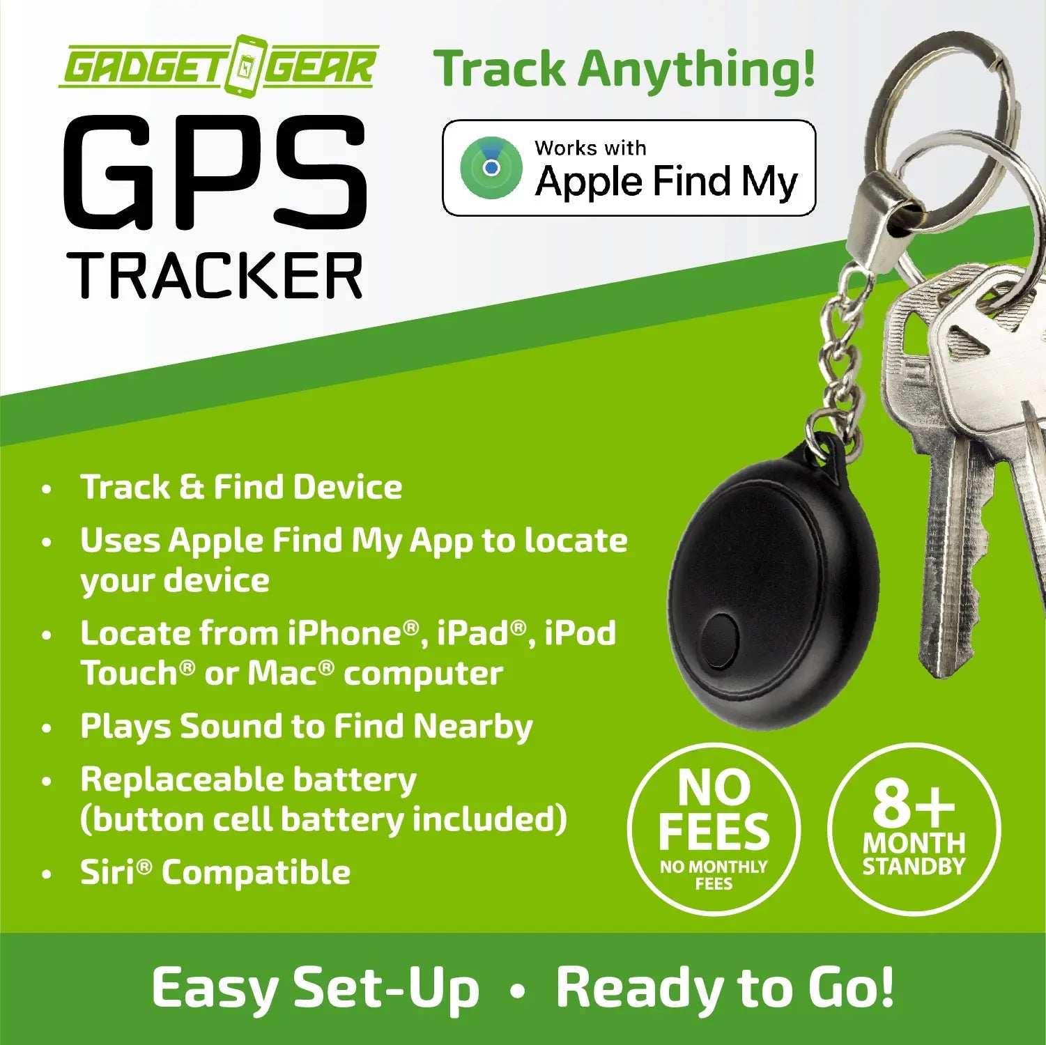 GPS Tracker Key Chain Apple Find My™ Compatible - 6 Pieces Per Retail Ready Display 25086 GADGET GEAR