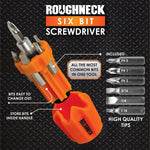 Screwdriver Short Handle with 6 Bits - 6 Pieces Per Retail Ready Display 25087 ROUGHNECK